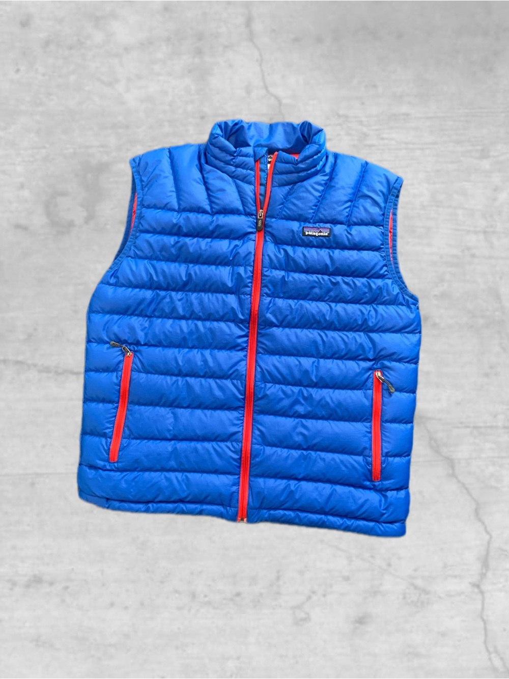 Patagonia Down Sweater Vest for Men — Blue & Red, Puffer Style, 800-Fill